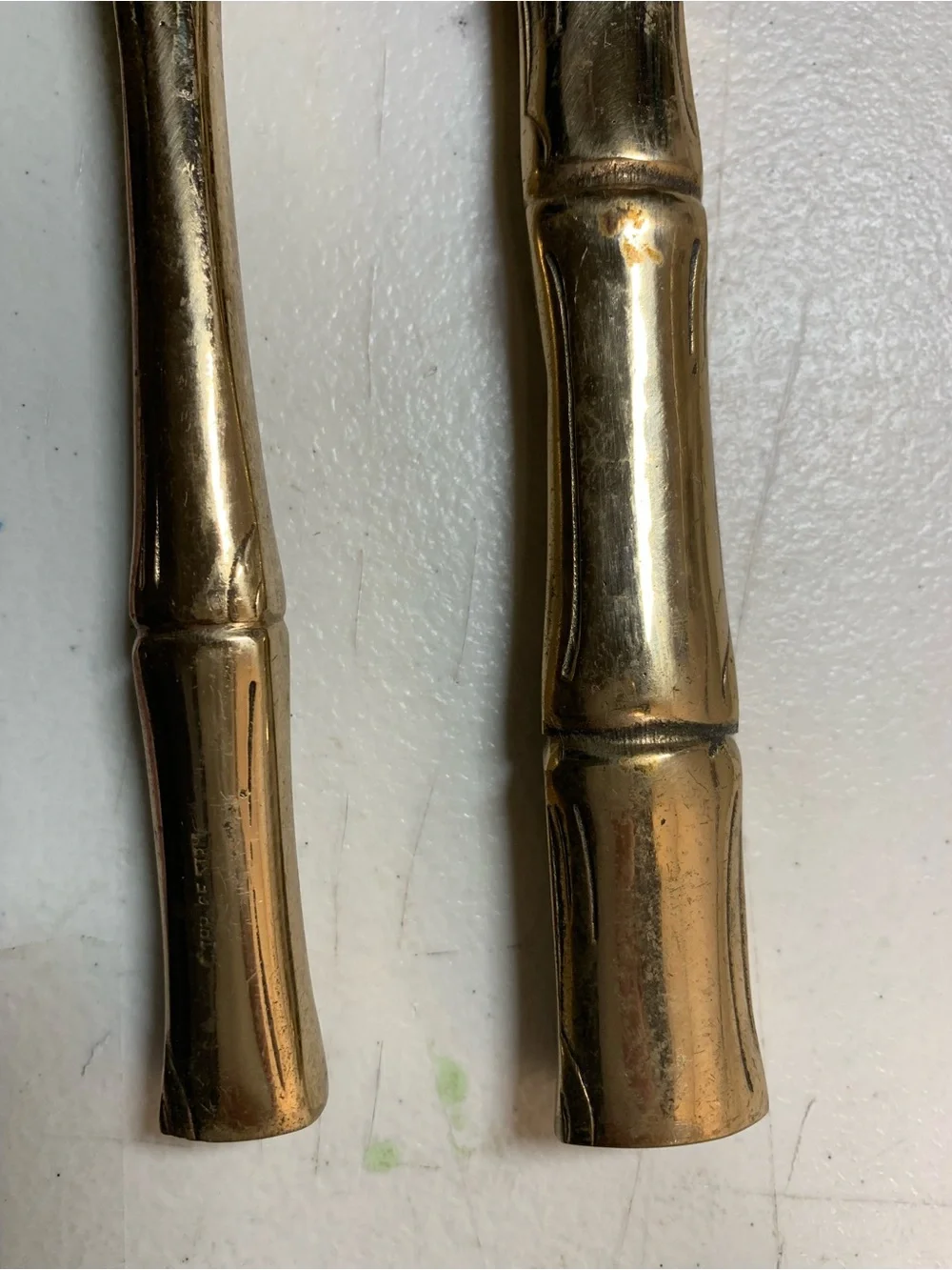 Vintage Star of Siam Nickel Bronze Bamboo Theme Carving Set.                3494